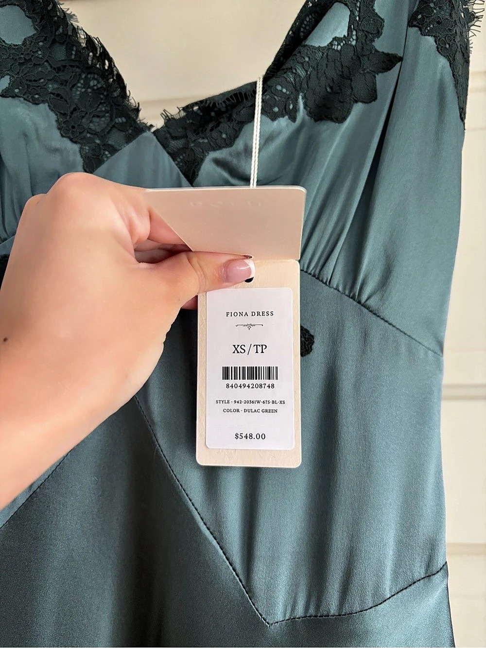 RARE Doen Fiona Dress Lace Trim Maxi Dress in Green Size XS - Picture 6 of 9
